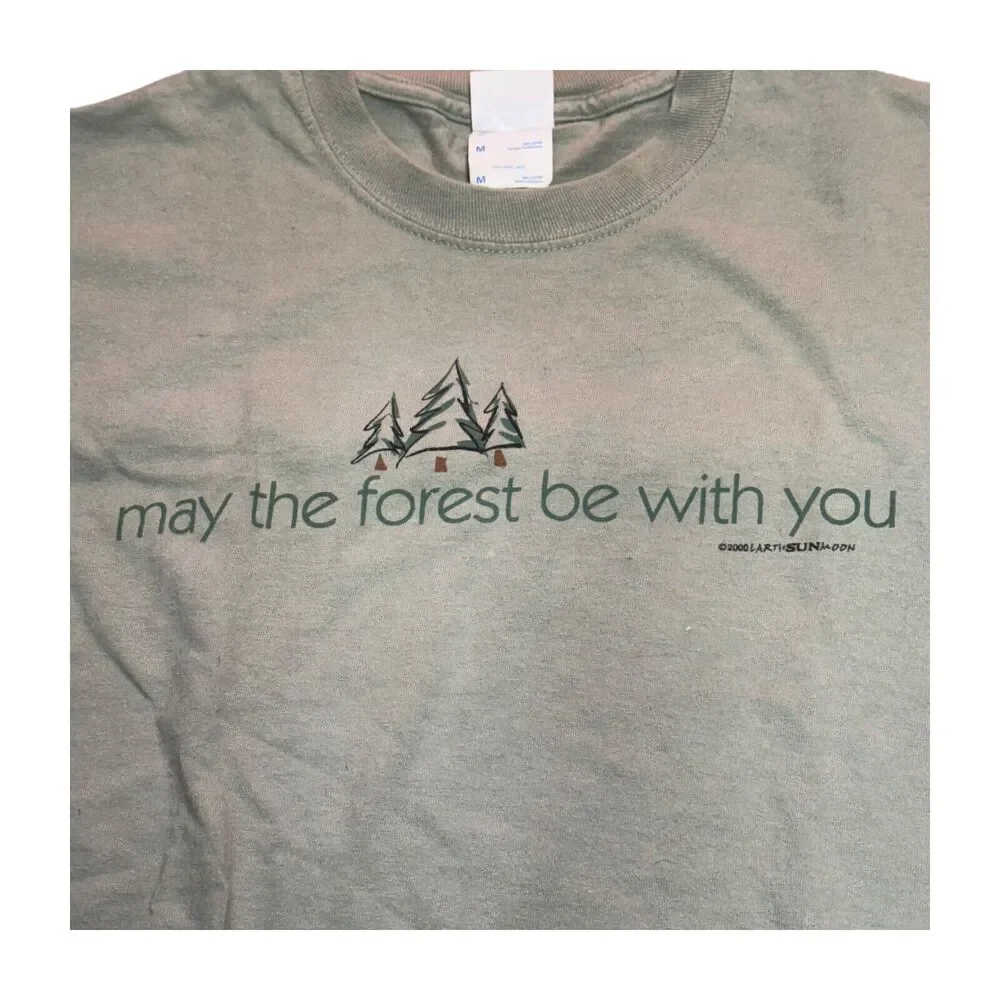 Port & Company T-Shirt Men's Medium Olive Green Cotton May be Forest be with You - Picture 3 of 7